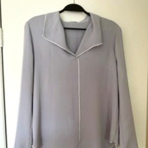 Lavender Silk Blouse with White Piping